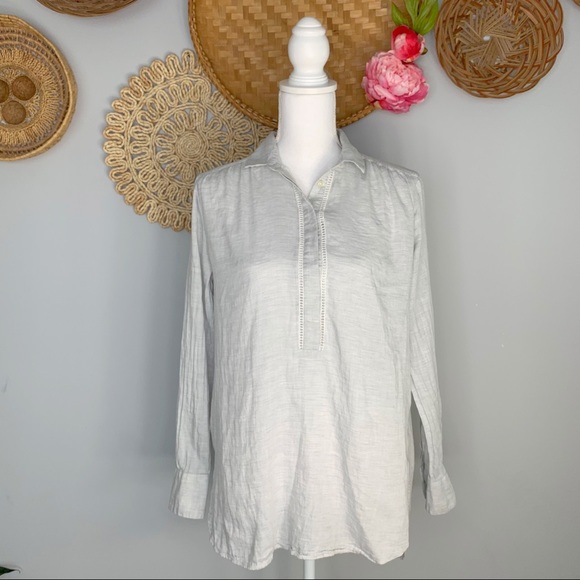 LOFT Tops - Loft | Popover Cotton Long Sleeve Blouse Shirt Top